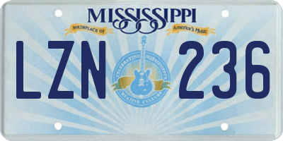 MS license plate LZN236