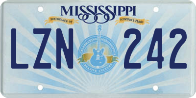 MS license plate LZN242