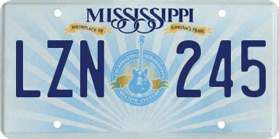 MS license plate LZN245