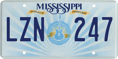 MS license plate LZN247
