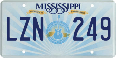MS license plate LZN249
