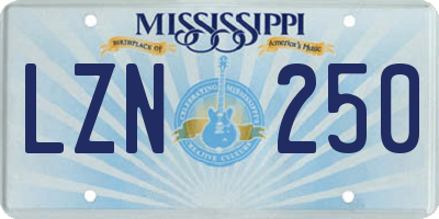 MS license plate LZN250