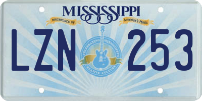 MS license plate LZN253