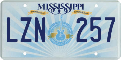 MS license plate LZN257
