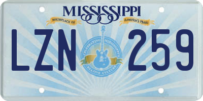 MS license plate LZN259