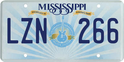 MS license plate LZN266