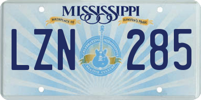 MS license plate LZN285