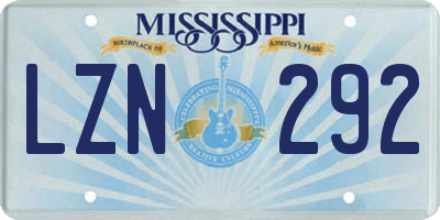MS license plate LZN292