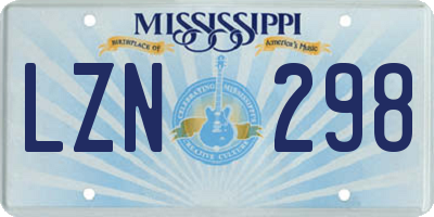 MS license plate LZN298