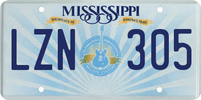 MS license plate LZN305