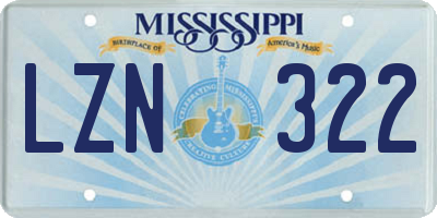 MS license plate LZN322
