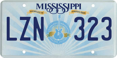 MS license plate LZN323