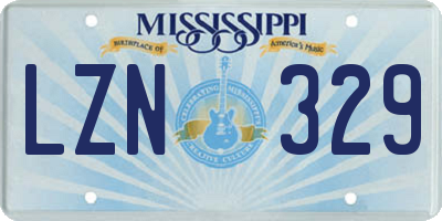 MS license plate LZN329