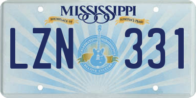 MS license plate LZN331