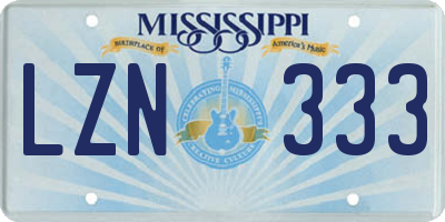 MS license plate LZN333