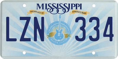 MS license plate LZN334