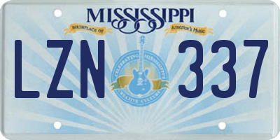 MS license plate LZN337