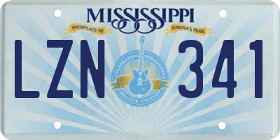 MS license plate LZN341