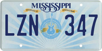 MS license plate LZN347