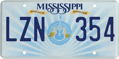 MS license plate LZN354