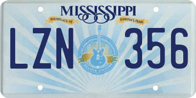 MS license plate LZN356