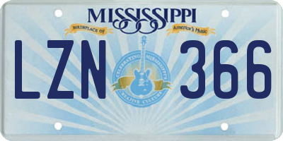 MS license plate LZN366