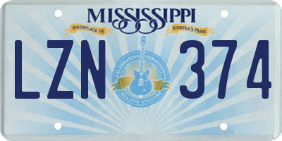 MS license plate LZN374