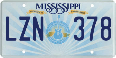MS license plate LZN378