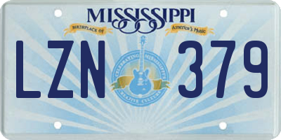 MS license plate LZN379
