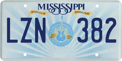 MS license plate LZN382