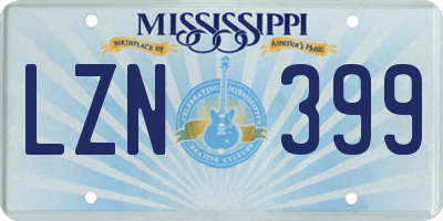 MS license plate LZN399
