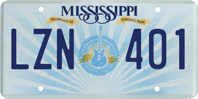 MS license plate LZN401