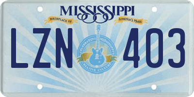 MS license plate LZN403