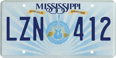 MS license plate LZN412