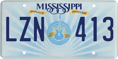 MS license plate LZN413
