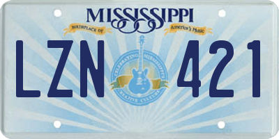 MS license plate LZN421