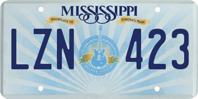 MS license plate LZN423