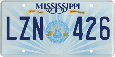 MS license plate LZN426