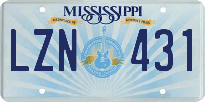MS license plate LZN431