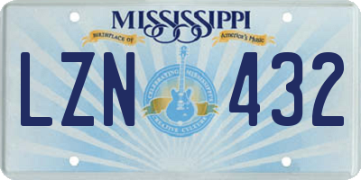 MS license plate LZN432