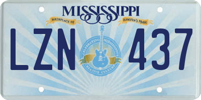 MS license plate LZN437