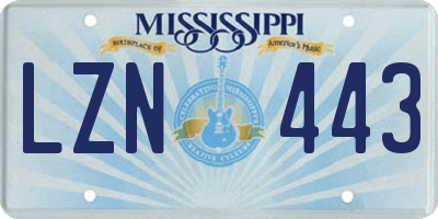 MS license plate LZN443