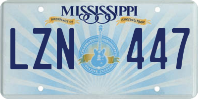 MS license plate LZN447