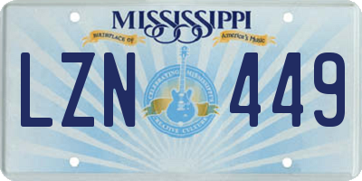 MS license plate LZN449