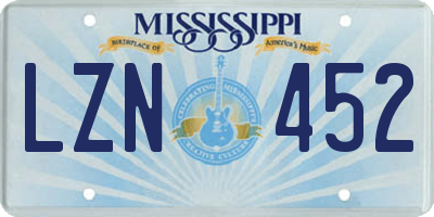 MS license plate LZN452