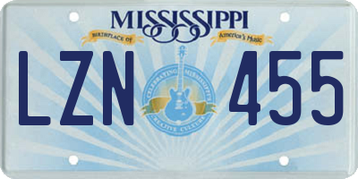 MS license plate LZN455
