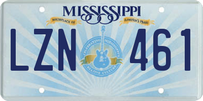 MS license plate LZN461