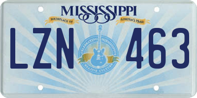MS license plate LZN463