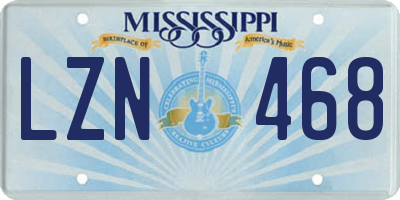 MS license plate LZN468