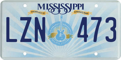 MS license plate LZN473